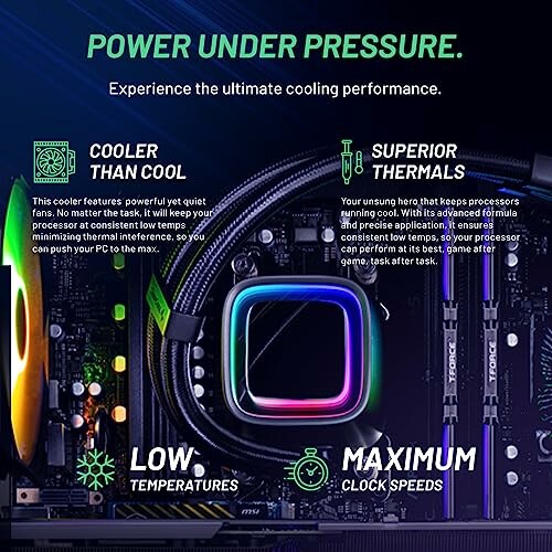 CPU cooler with advanced thermal performance features for low temperatures and maximum clock speeds.