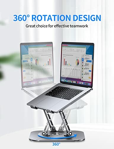 Adjustable laptop stand with 360-degree rotation feature